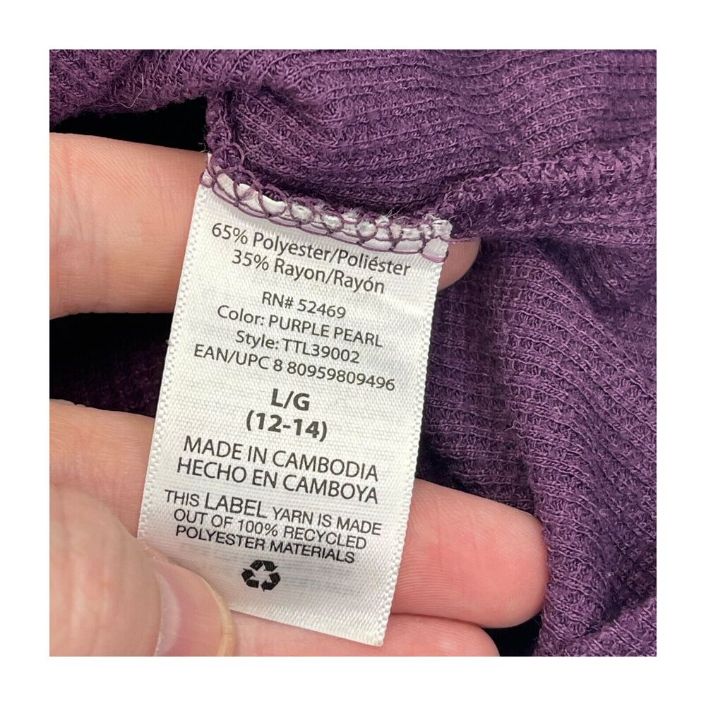 Time and Tru Top Women Large (12-14) Purple Pearl Polyester Classic Button Front - Picture 7 of 7